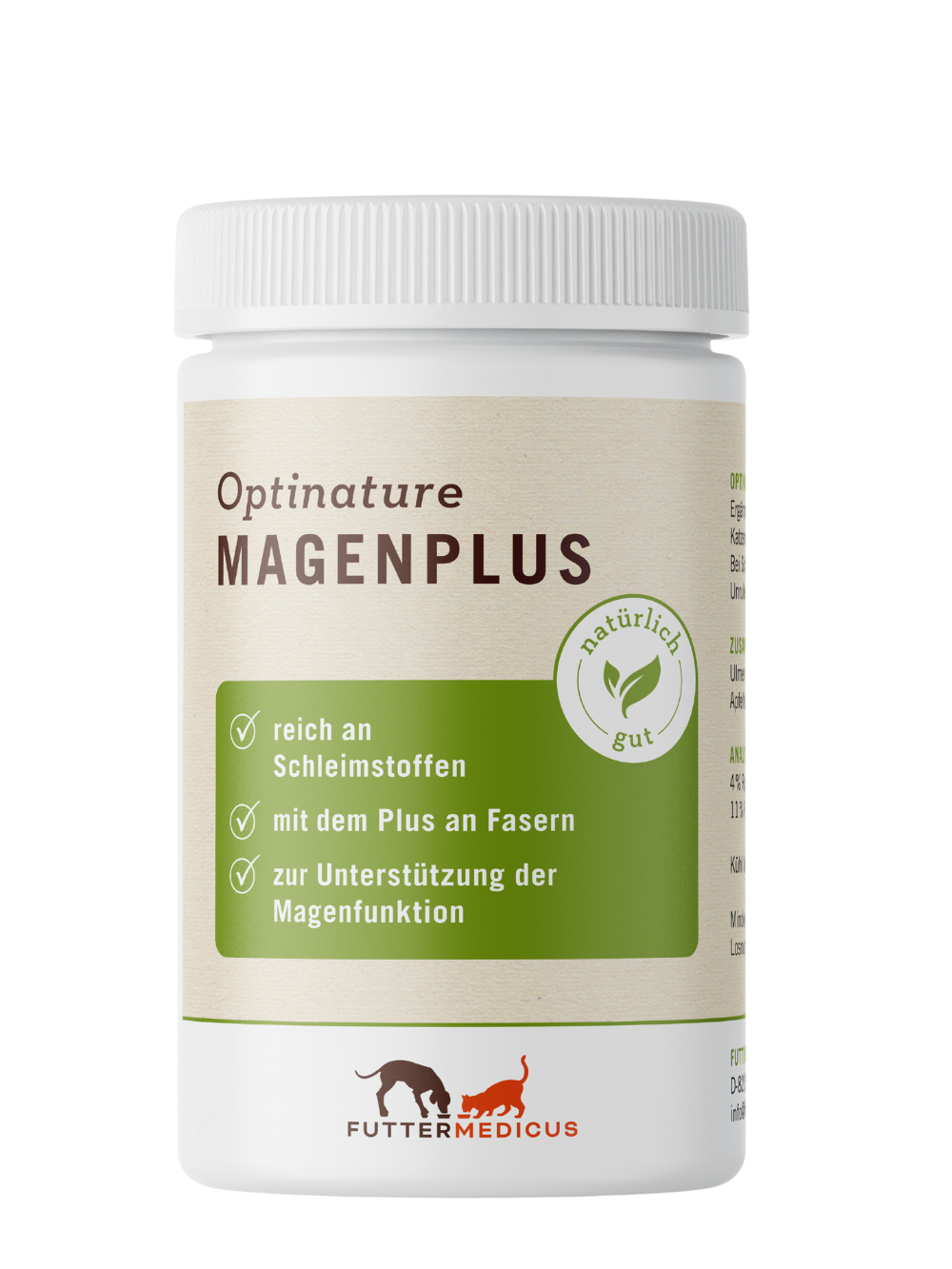 Futtermedicus | Optinature MagenPlus 150 g I Magenschutz für Hunde und Katzen